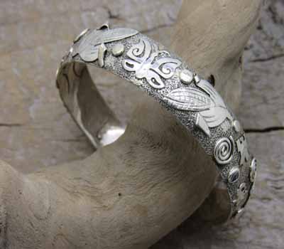 Petroglyph American Indian Silver Cuff Bracelet